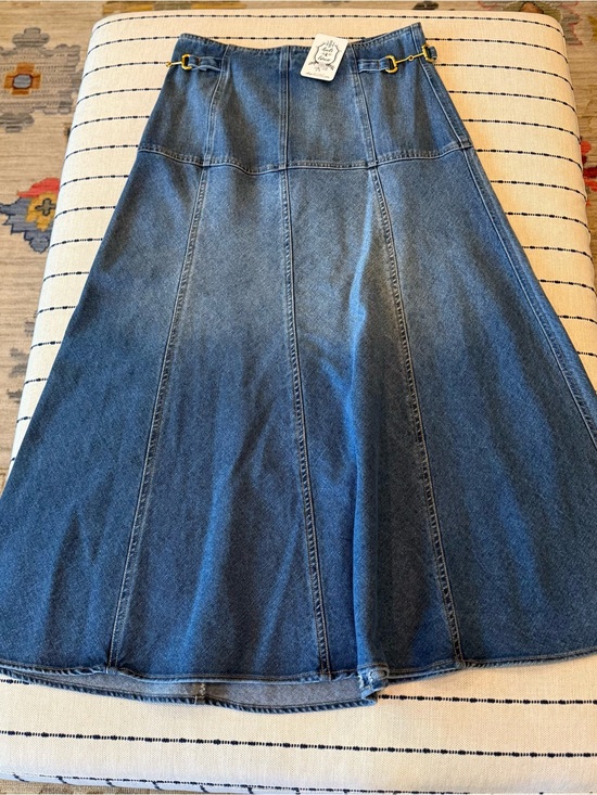 TCEC Dresses & Skirts - TCEC Dark Blue A-Line Denim Skirt with Side Buckle Detail